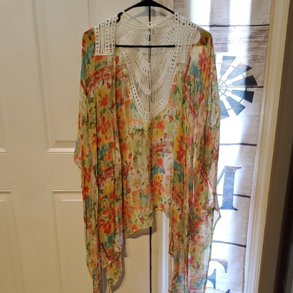 Cato Vibrant Floral Crochet Wrap